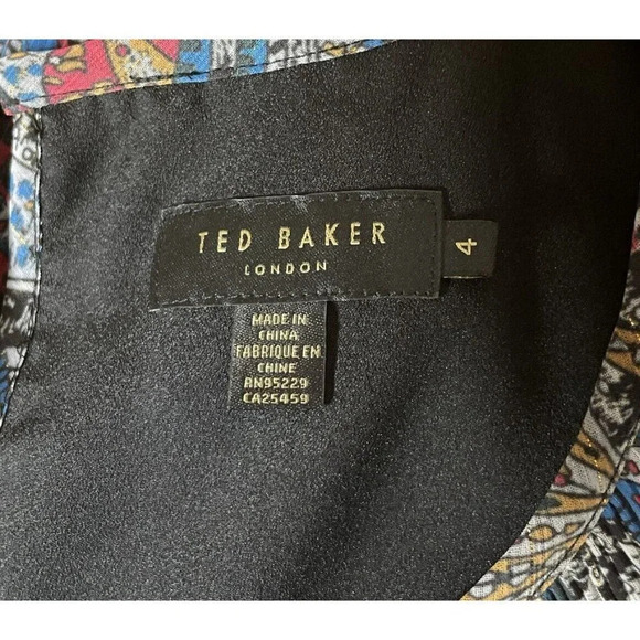 Ted Baker London Women’s 4 US Large Beaatha Metallic Thread‎ Paisley Top Blouse - Picture 5 of 8
